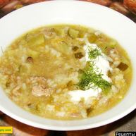 Рецепт Супа Рассольник с рисом солеными огурцами и курицей