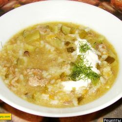 Рецепт Супа Рассольник с рисом солеными огурцами и курицей