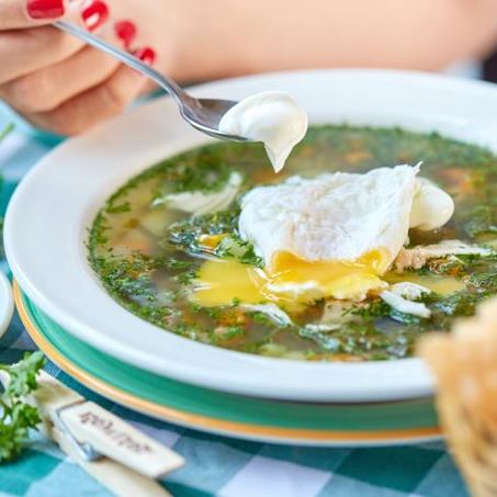 Рецепт Зеленых щей с яйцом-пашот