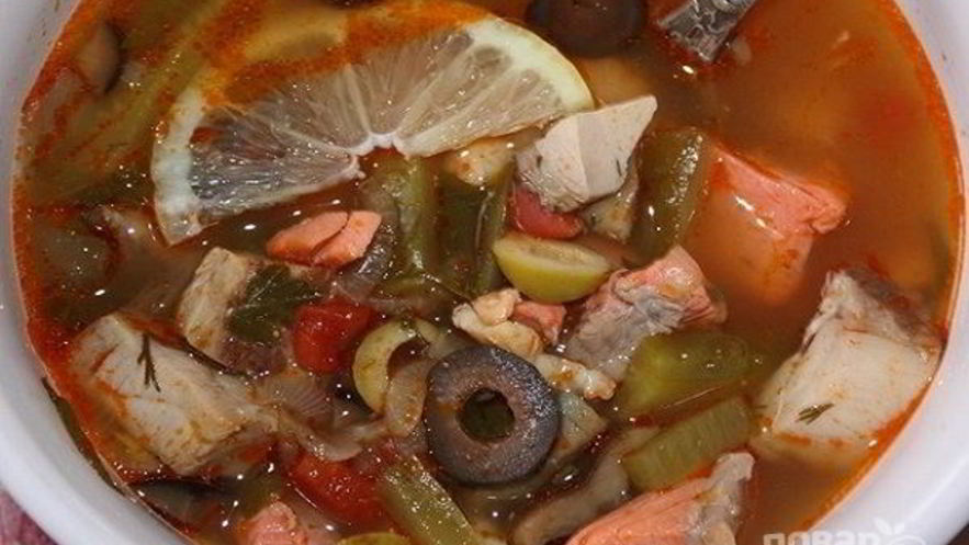 Рецепт солянки с креветками