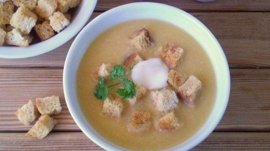 Рецепт горохового супа-пюре с гренками
