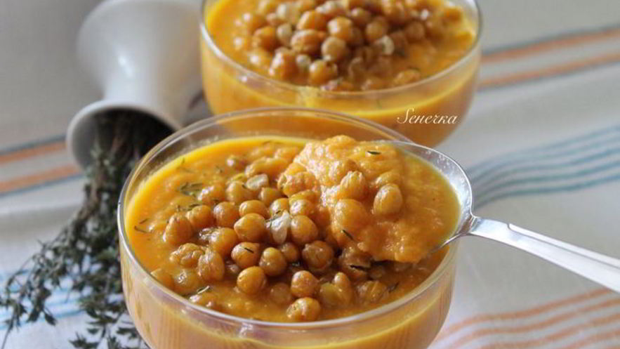 Рецепт морковного супа-пюре с хрустящим нутом