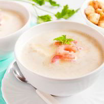Нежный картофель суп-пюре с креветками