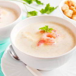 Рецепт Нежного картофеля суп-пюре с креветками