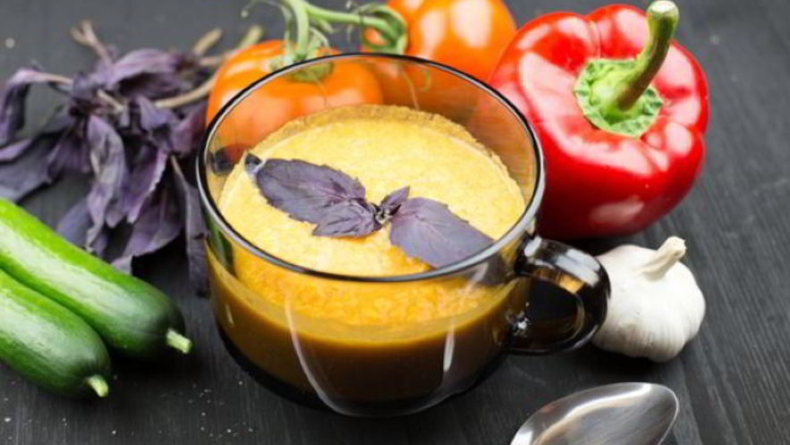 Рецепт овощного супа-пюре со свежим огурцом