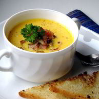 Рецепт Супа-пюре из тыквы с беконом и орехами