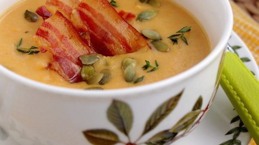 Рецепт тыквенно-картофельного суп-пюре с беконом