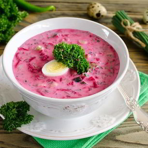 Рецепт Свекольника на кефире с огурцом и перепелиными яйцами