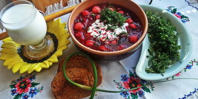 Рецепт свекольника с сосисками