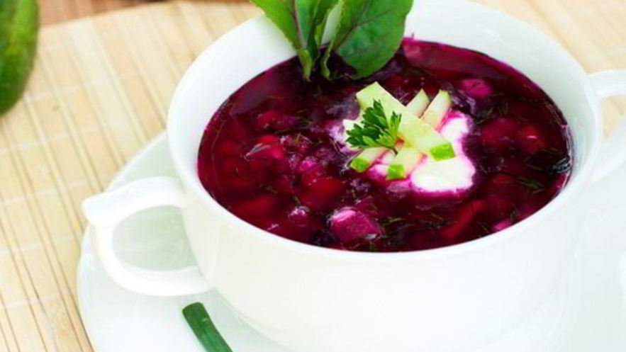 Рецепт свекольника с вареной колбасой