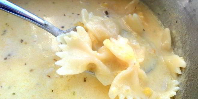 Рецепт сырно-макаронного суп и чипсы из лаваша