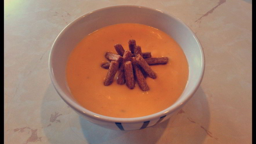 Рецепт сырного крема-супа с сухариками