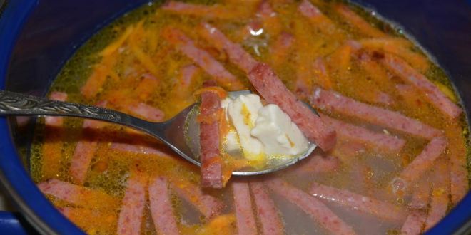 Рецепт сырного супа из плавленого сыра с колбасой