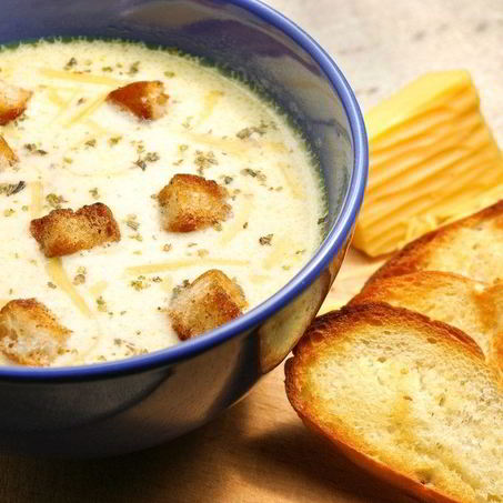 Рецепт Сырного супа с гренками