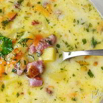 Рецепт Сырного супа с копченостями