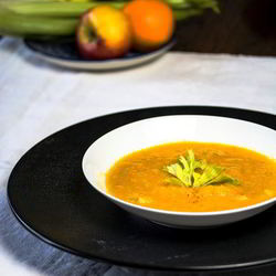 Рецепт Тыквенного супа с сельдереем и апельсином