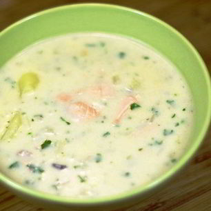 Рецепт Ухи из красной рыбы со сливками