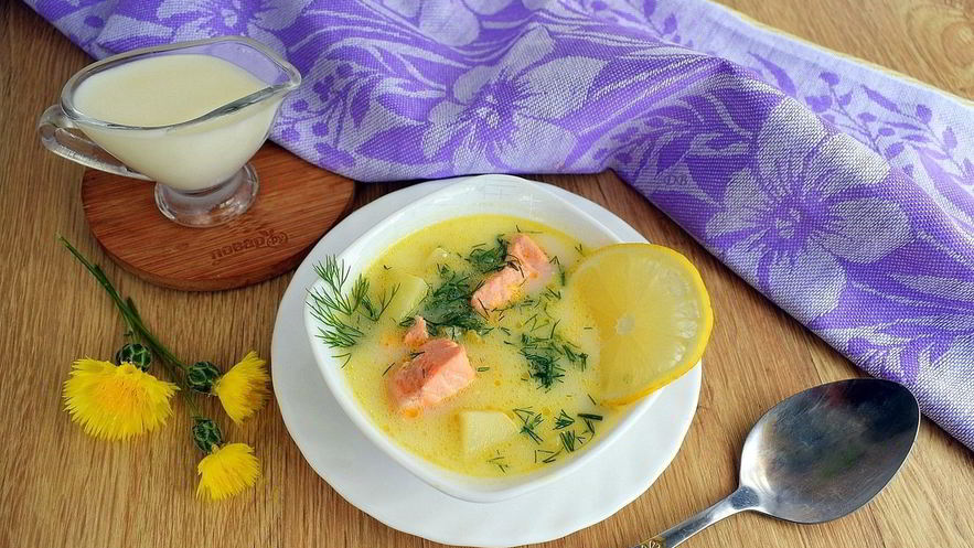 Рецепт ухи по-фински со сливками с лососем