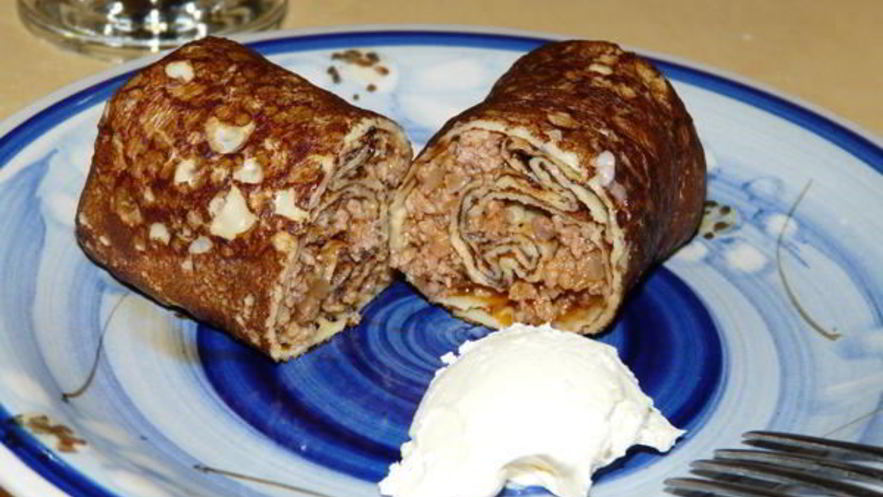 Рецепт блинчиков с мясом