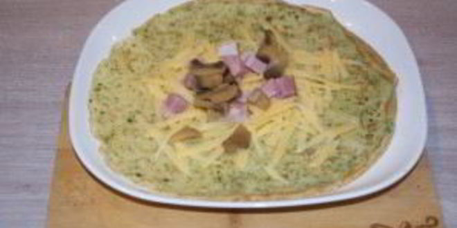 Рецепт блинчиков со шпинатом, беконом и грибами