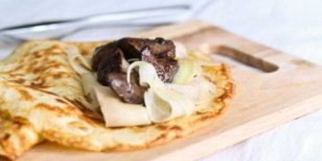 Рецепт блинов с куриной печенкой и грушей