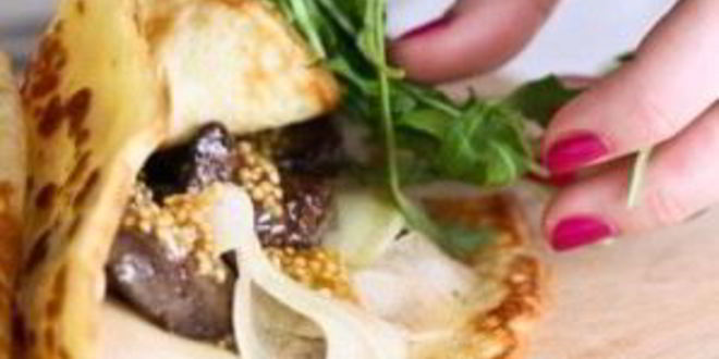 Рецепт блинов с куриной печенкой и грушей