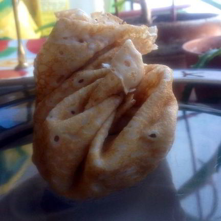 Рецепт Блинов с начинкой из курицы, грибов, сладкого перца и кукурузы