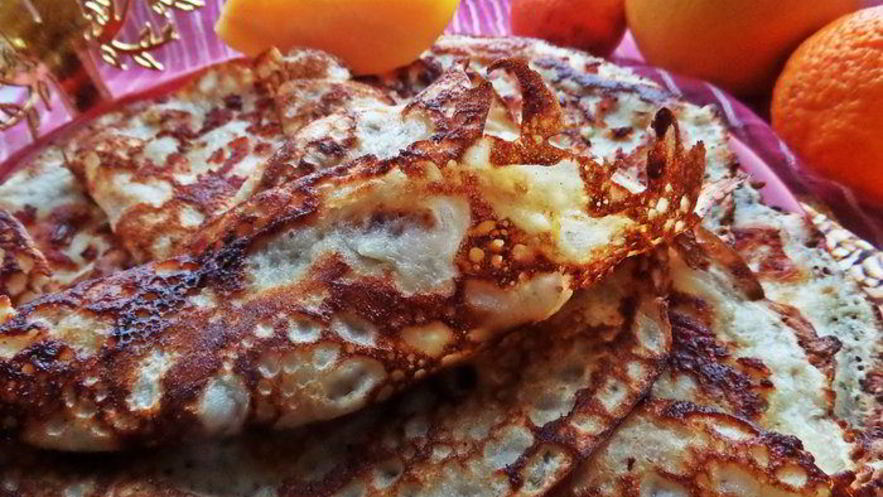 Рецепт блинов с сыром и мясным припеком