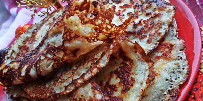 Рецепт блинов с сыром и мясным припеком