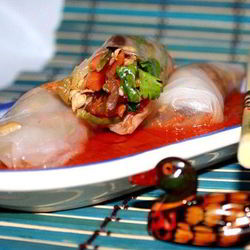 Рецепт Вьетнамских рисовых блинчиков в кисло-сладком соусе