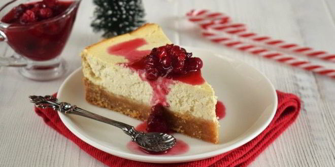 Рецепт медового чизкейка с клюквой