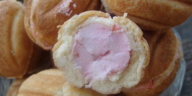 Рецепт печенья орешки, фаршированные малиновым чизкейком