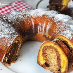 Рецепт Апельсинового кекса с тремя видами теста