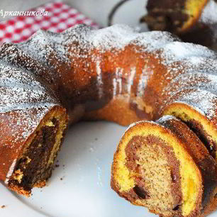 Рецепт Апельсинового кекса с тремя видами теста