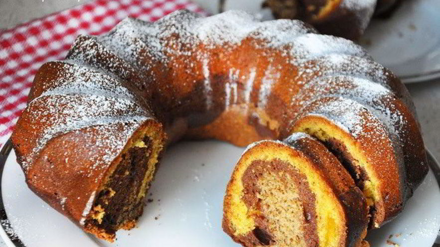 Рецепт апельсинового кекса с тремя видами теста