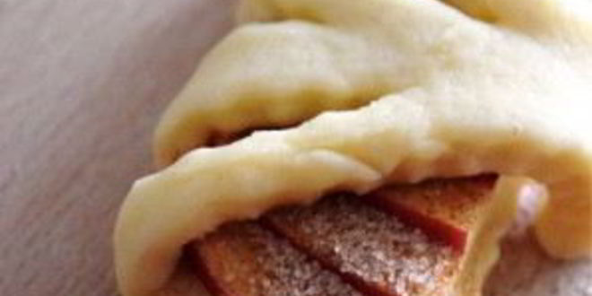 Рецепт конвертиков с яблоками из творожного теста