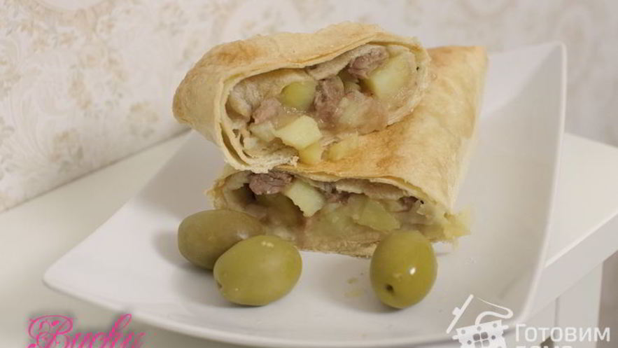 Рецепт конвертиков из лаваша с мясом и картофелем