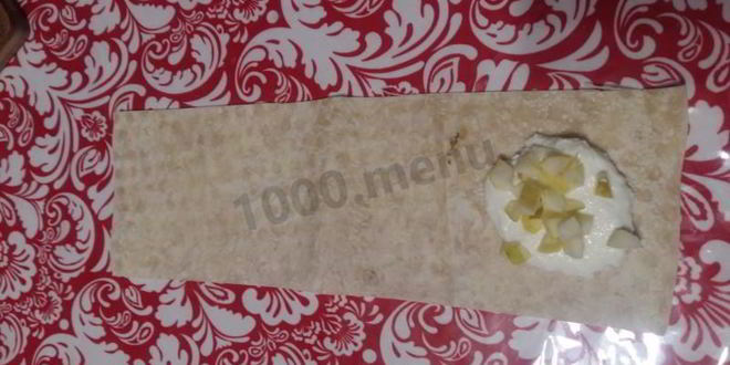Рецепт творожно-яблочных конвертики из лаваша