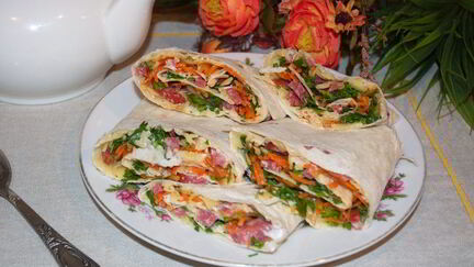 Рецепт Закуски из лаваша с корейской морковкой