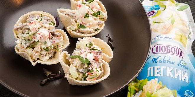 Рецепт закуски в лаваше из крабовых палочек