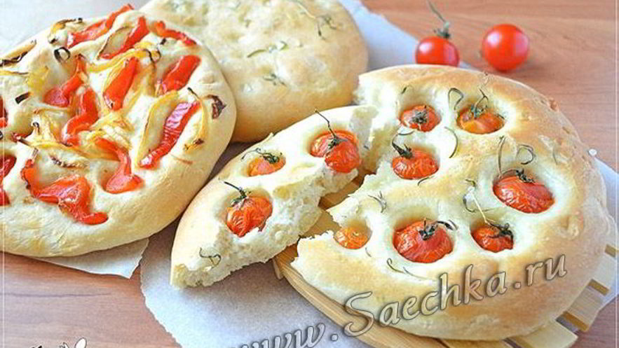 Рецепт фокаччи с помидорами и перцем