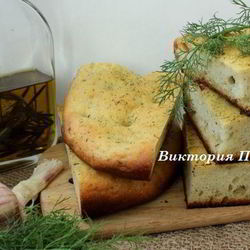 Рецепт Картофельной фокаччи с печеным чесноком и укропом