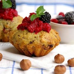 Рецепт Клюквенно-ежевичных маффины с фундуком