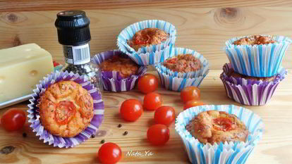 Рецепт Сырных маффинов с помидорами черри
