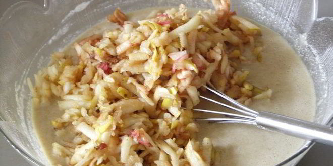 Рецепт ржаных манников с грушами и яблоками