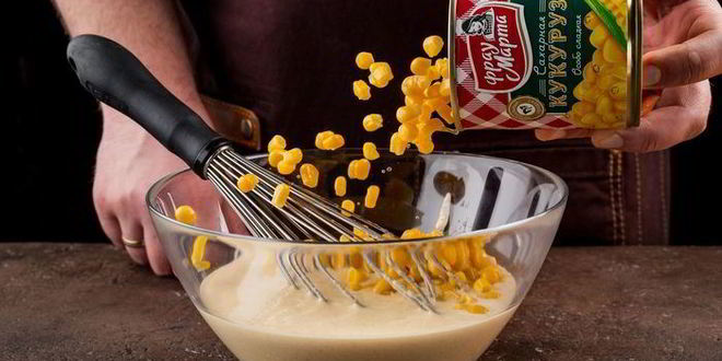 Рецепт оладий с кукурузой и запеченным перцем