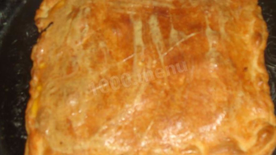 Рецепт грибного слоеного пирога с сыром