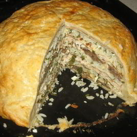 Рецепт Курника из слоеного теста