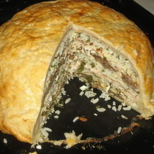 Рецепт Курника из слоеного теста