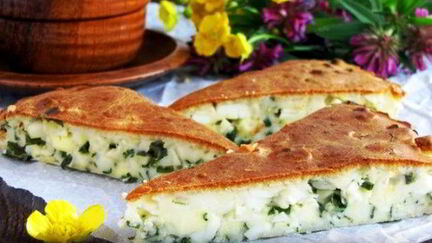 Рецепт Заливного пирога с зеленым луком и яйцом